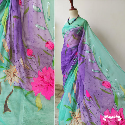 Mint Lavender Sari