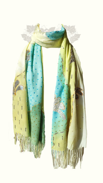 Cerulean Shimmer Pashmina Embellished Scarf