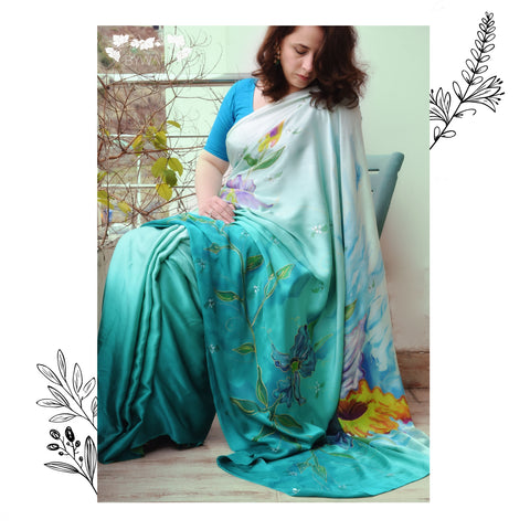 Ombré Irises Sari