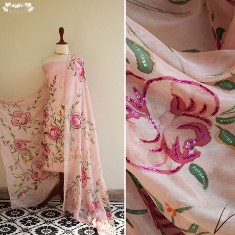 Alluring Tea Pink - Sequins Embellished