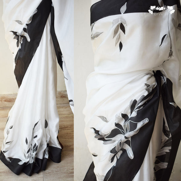 Monochrome Blossom Sari